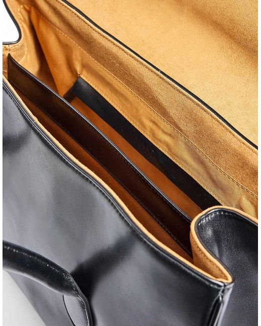 NA-KD Black Overlap Leather Tote