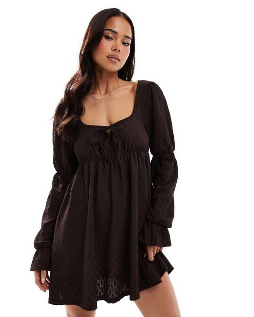 Miss Selfridge Black Long Sleeve Milkmaid Smock Dress