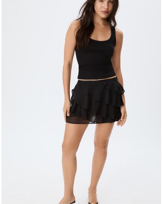 Stradivarius Mini Skort Met Ruches in het Black