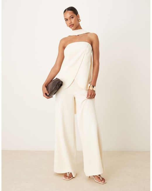 ASOS White Tailored Bandeau Top With Scarf Detail Co-Ord