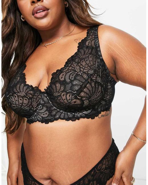 ASOS Black Asos Design Curve Sienna Lace High Apex Underwired Bra