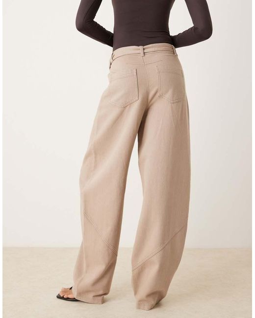 ASOS Natural Asos Design Tall Oversized Trousers With Laundered Utility Detail