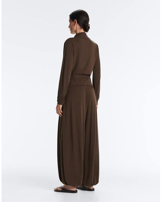 Oysho Brown Modal Blend Crossover T-Shirt