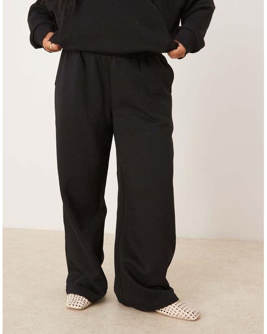 Joggers Negros De Pernera Ancha Con Interior Afelpado De Asos Design Curve ASOS de color Black