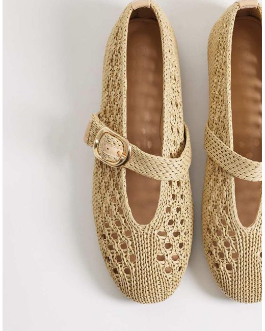 SEQWL Woven Ballet Flats With Buckle Detail in Natural | Lyst UK