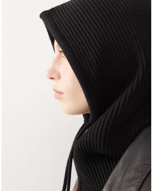 Monki Black Knitted Hooded Balaclava