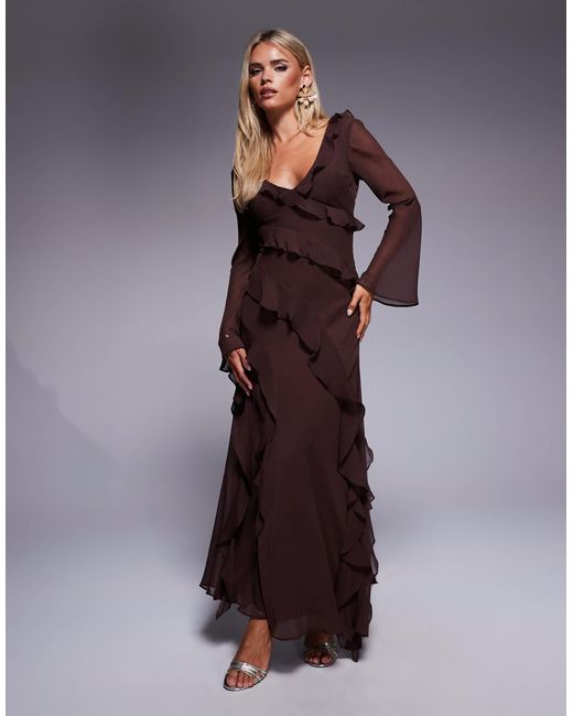 Forever New Purple – langärmliges midaxi-kleid