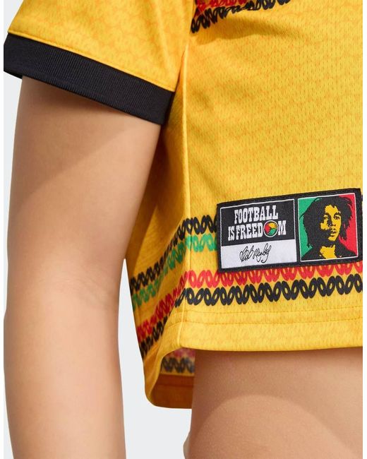 Adidas Originals Metallic Jamaica 26 X Bob Marley Home Cropped Jersey