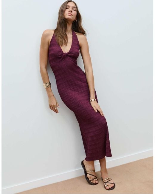 Stradivarius Red – strukturiertes midikleid