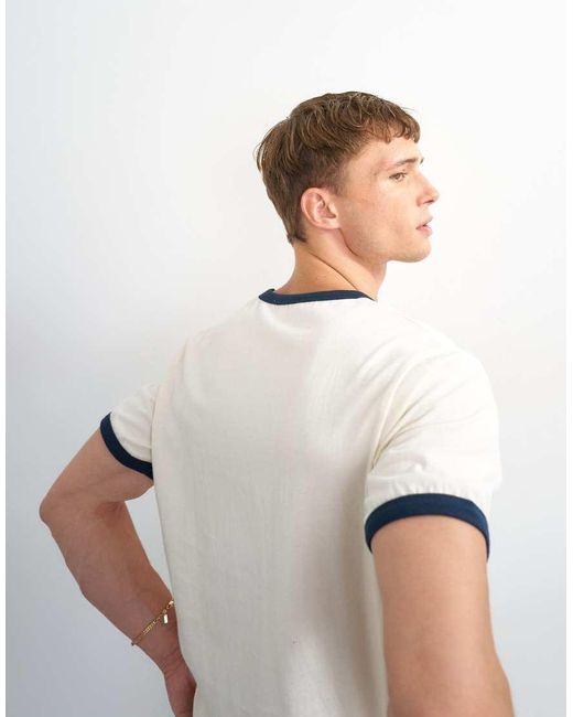 Topman White Classic Fit Crop Ringer T-shirt for men