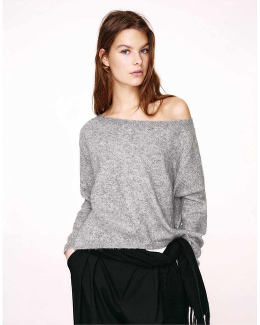 Pull asymétrique - chiné moyen Pull&Bear en coloris Gray