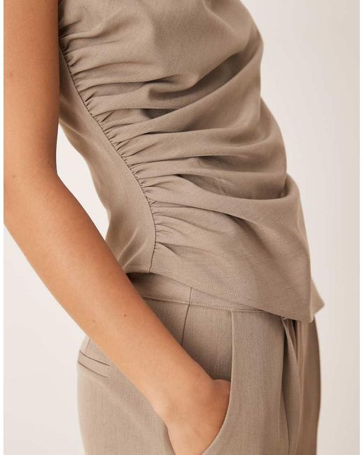 Pretty Lavish Natural Ruched Top