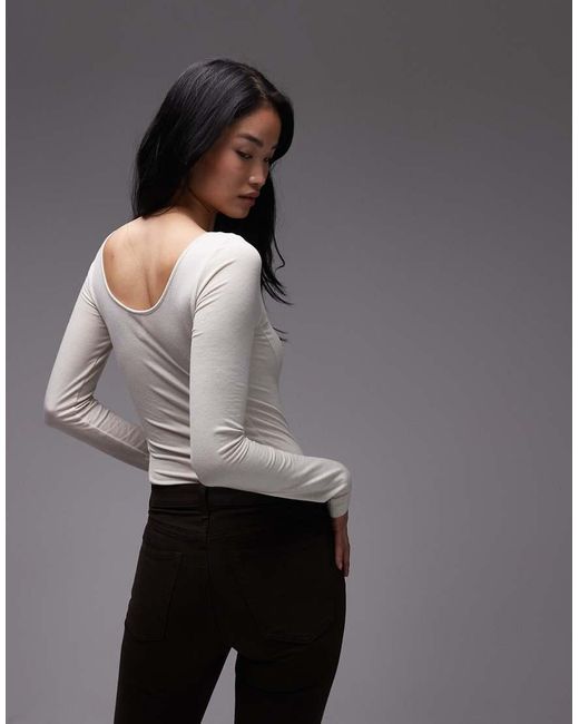 & Other Stories Gray Long Sleeve Jersey Body With Soft Binding