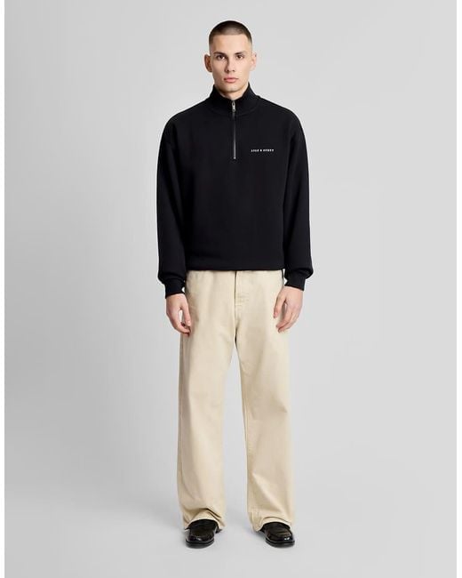 Lyle & Scott Black Mid Layers Script Heavyweight Loopback Quarter Zip Sweatshirt for men
