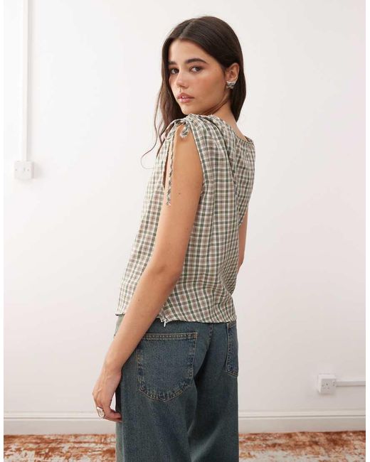 Reclaimed Vintage Gray Top With Adjustable Gathers On Shoulder And Side Seam