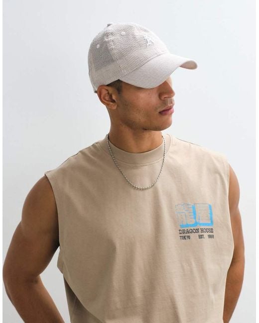ASOS Brown Oversized Tank With Dragon Graphic for men