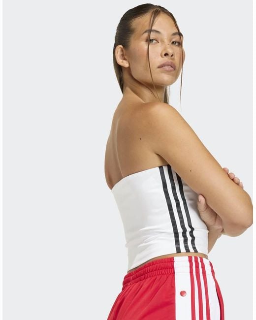 Adidas Originals Red 3 Stripes Tube Top