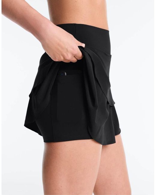 Oysho Black Ruffled High Rise Compressive Mini Skirt