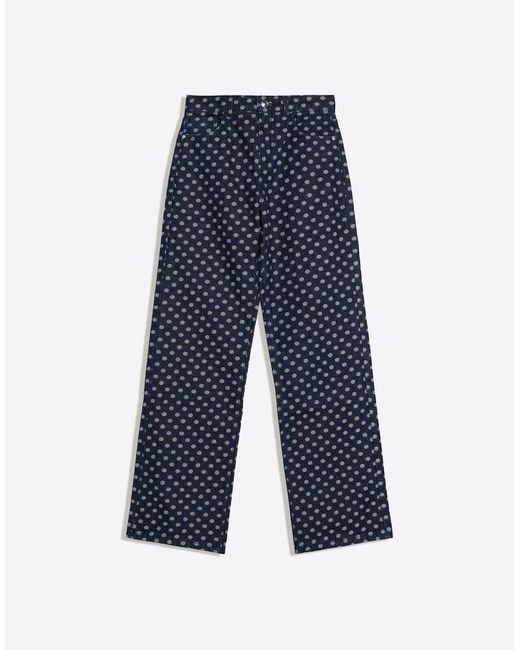 Bershka Gray High-waist Polka Dot Wide-leg Straight Jeans