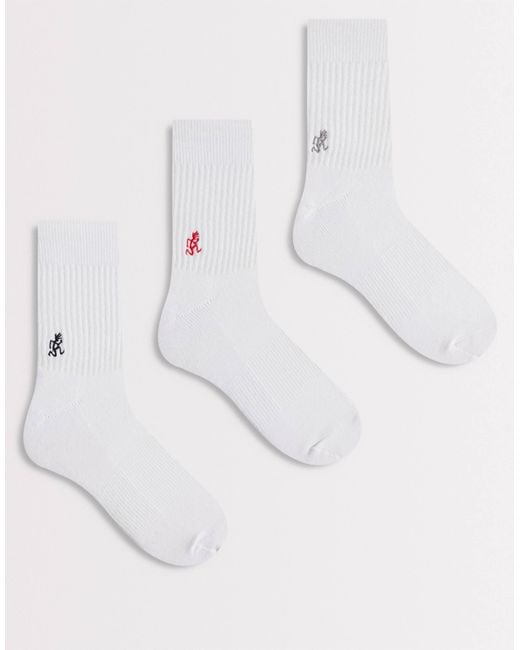 Gramicci White 3 Pack Basic Crew Socks