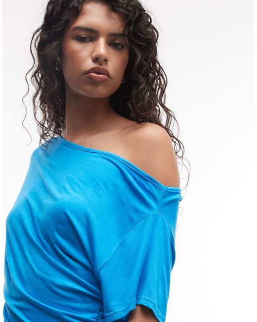 Collusion Blue Off Shoulder Drapey Top