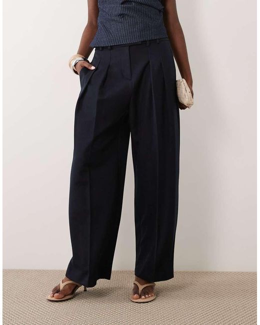 River Island Blue Denim Look Wide Leg Trousers