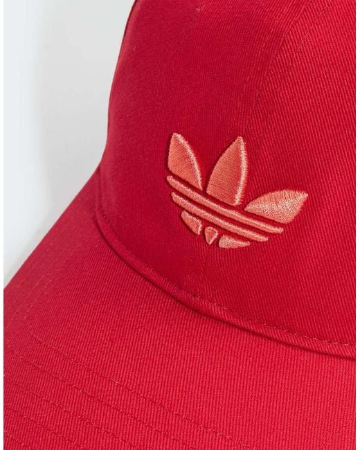 Adidas Originals Red Adicolor Classic Trefoil Baseball Cap