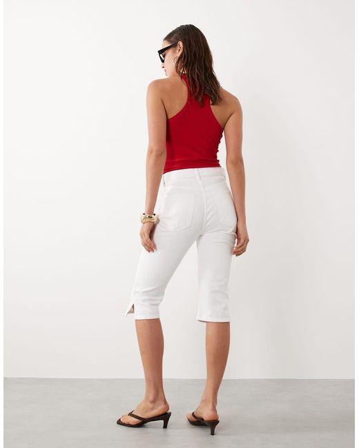 Mango White Starring Hailey Bieber Denim Capri Pants