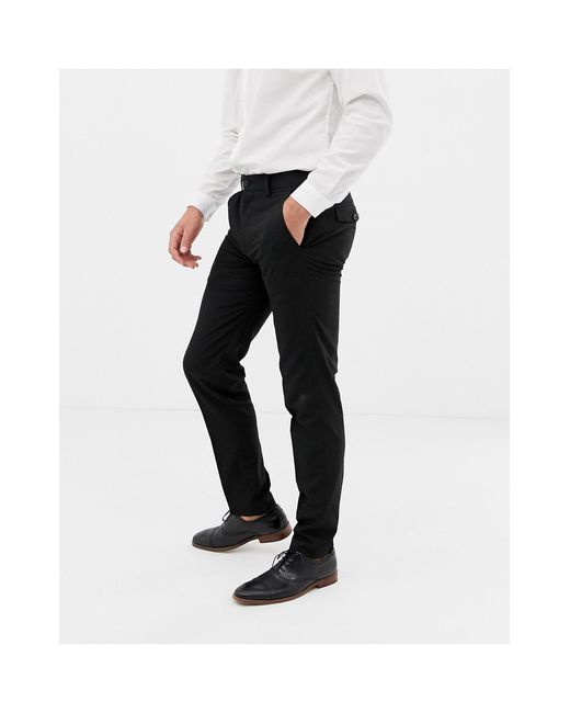 mens black skinny fit trousers
