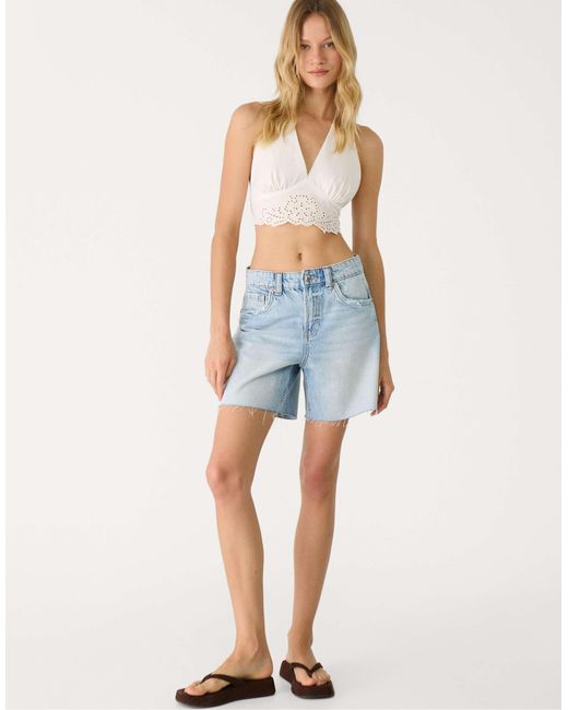 Stradivarius Blue – d93 – longline-jeansshorts