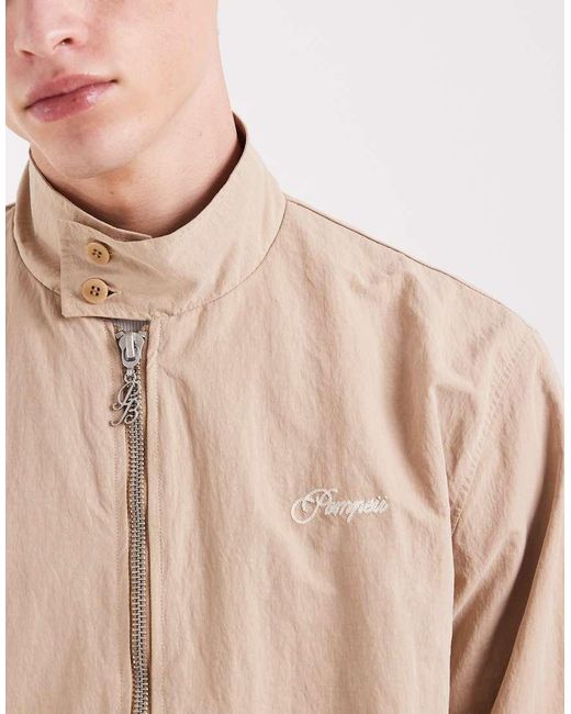 Pompeii UK Natural Pompeii 100% Nylon Ochre Technical Zip Up Harrington Jacket for men