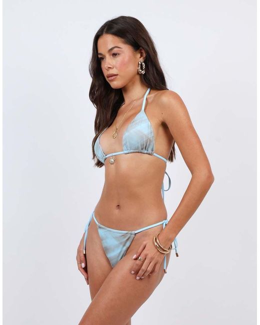 SIMMI White Abstract Print Tie Side Bikini Bottoms