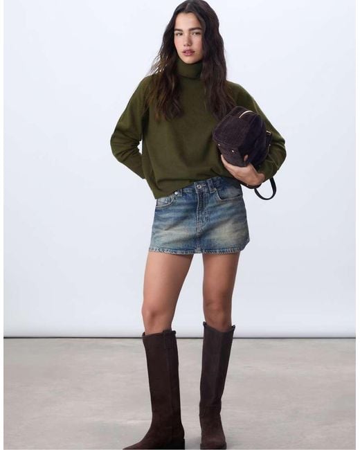 Stradivarius Basic Sweater Met Hoge Hals in het Green