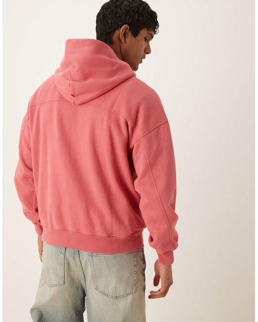 Sudadera Color Baya Básica Con Capucha Y Lavado Ácido De -Rojo Abercrombie & Fitch de hombre de color Red