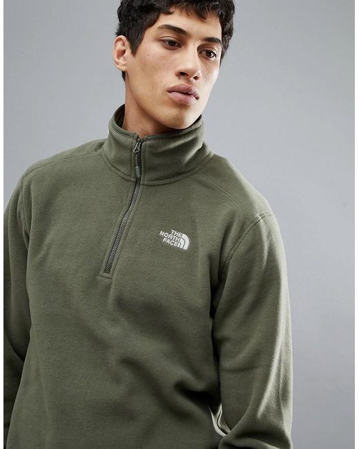 The North Face 100 Glacier 1/4 Zip Fleece in Green for Men | Lyst UK