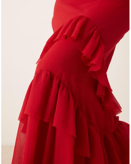 ASOS Red Asos design petite – asymmetrisch geschnittenes maxikleid