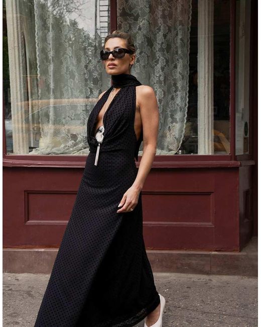 NA-KD Black Halterneck Maxi Dress