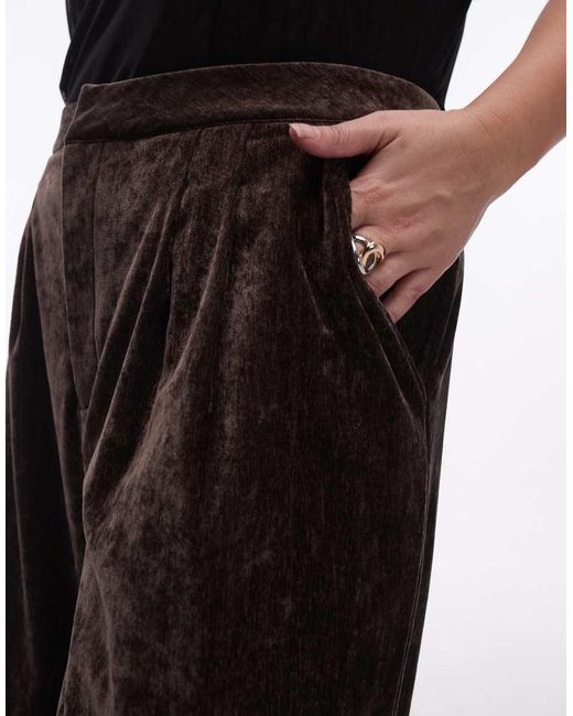 ASOS White Asos Design Curve Textured Velvet Tailored Wide Leg Pants
