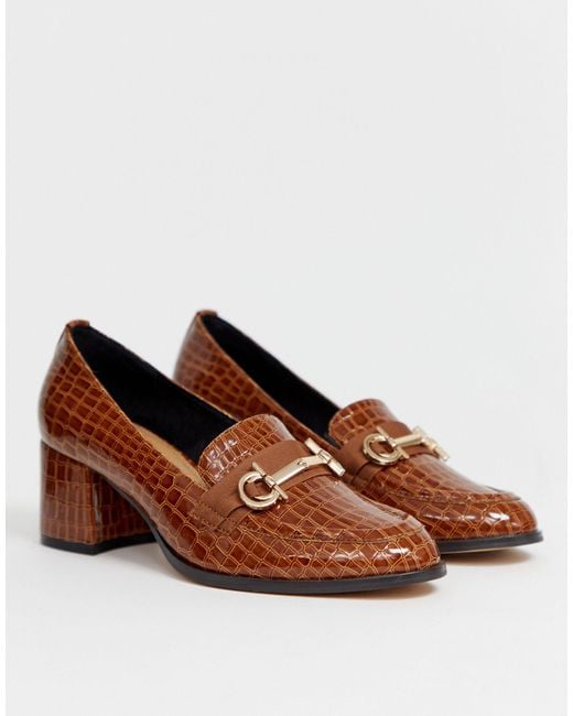 ASOS Brown Stirrup Heeled Loafers