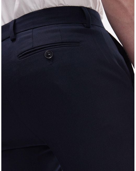 Topman Blue Skinny Textured Suit Pants for men
