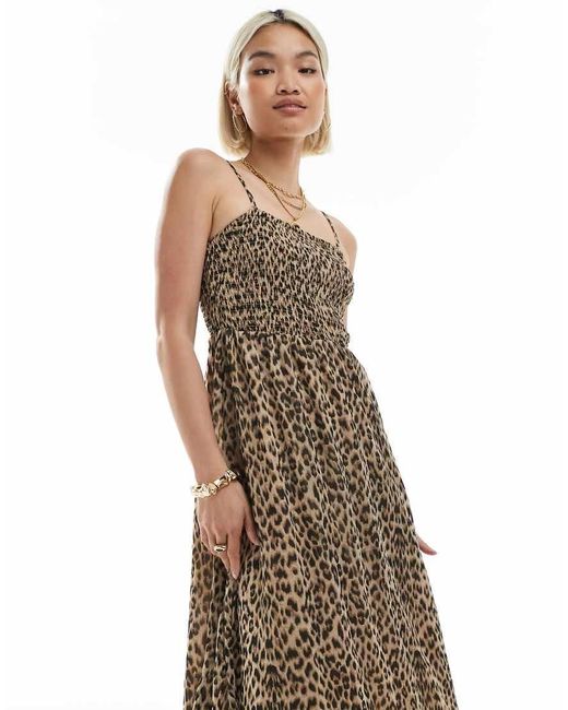 ONLY Natural Shirred Maxi Cami Dress