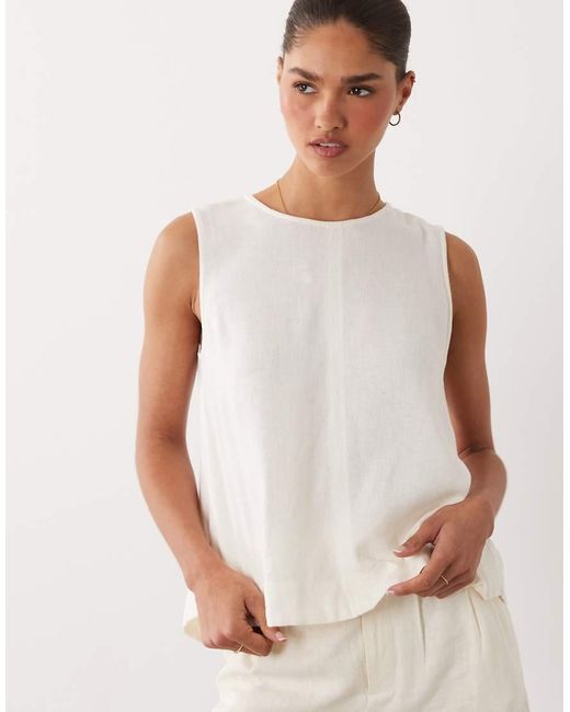 Nobody's Child Natural Stirling Linen Blend Sleeveless Top Co-ord
