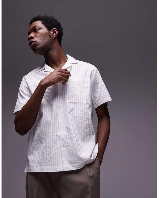 Topman Purple Textured Stripe Shirt for men