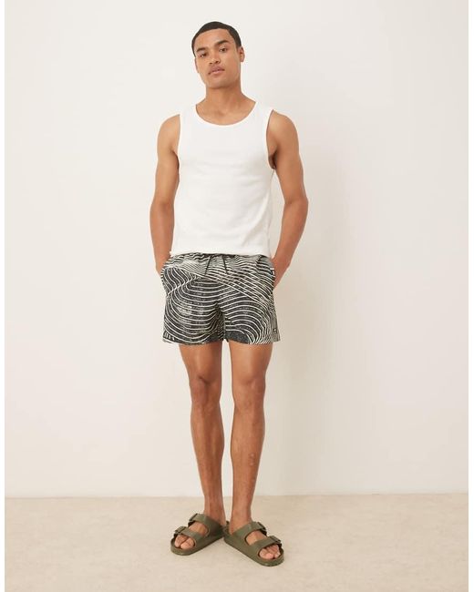 Calvin Klein Gray All Over Print Drawstring Swim Shorts for men