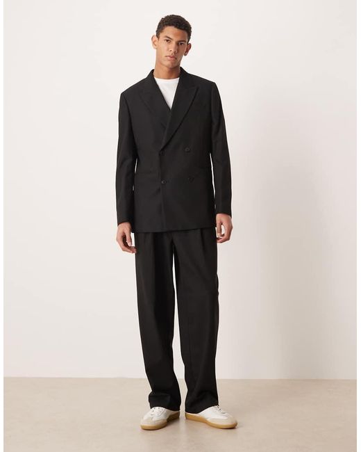 Mango Black Oversized Doubled Breasted Jacket for men