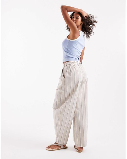 ASOS White Linen Look Barrel Trousers