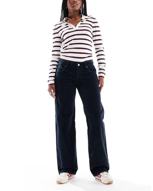 Vaqueros De Talle Bajo Y Corte Recto De Pana De Cotton On Cotton On de color Blue