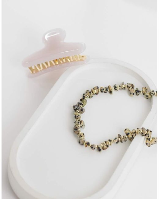 ASOS Metallic Necklace With Semi-precious Dalmatian Stones