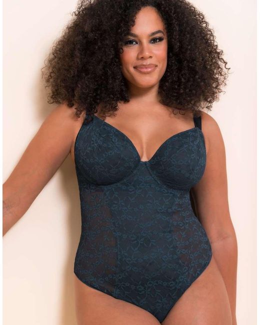 Curvy Kate Blue All Night Lace Plunge Body Fuller Bust