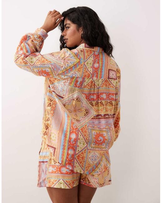 Never Fully Dressed Multicolor Satin Long Sleeve Button-down Shirt